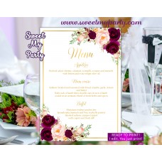 Burgundy Menu cards,Marsala menu cards,(61cw) Burgundy Menu cards,Marsala menu cards,(61cw)